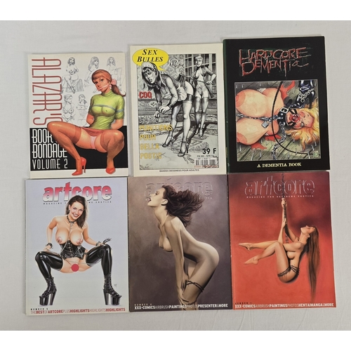 73 - 6 assorted soft cover specialist fetish adult erotic art books and graphic novels/comic books. To in... 