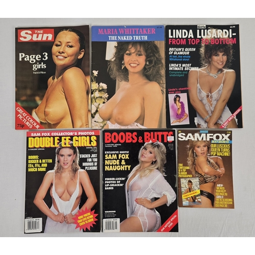 241 - 6 assorted late 1980's & 90's adult magazines featuring page 3 glamour models to include Samantha Fo... 