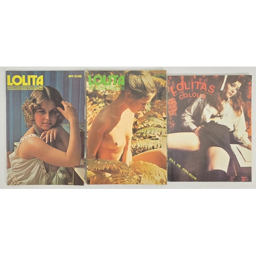 65 - 3 vintage issues of Lolita adult erotic magazine, to include first issue Volume 1 No. entitled Lolit... 