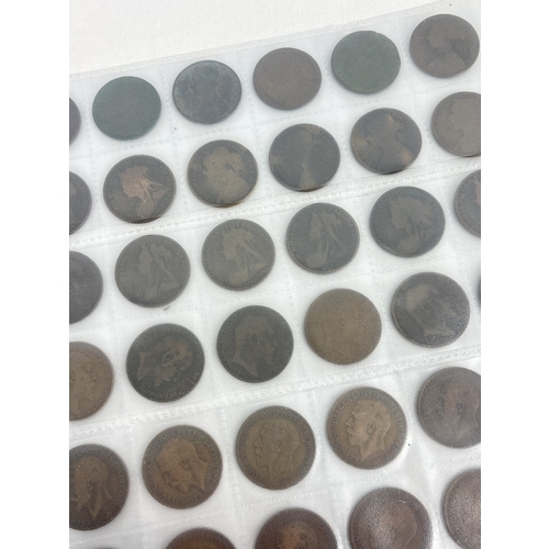 6 - A collection of assorted antique & vintage British pennies, farthings, sixpences and three pence coi... 