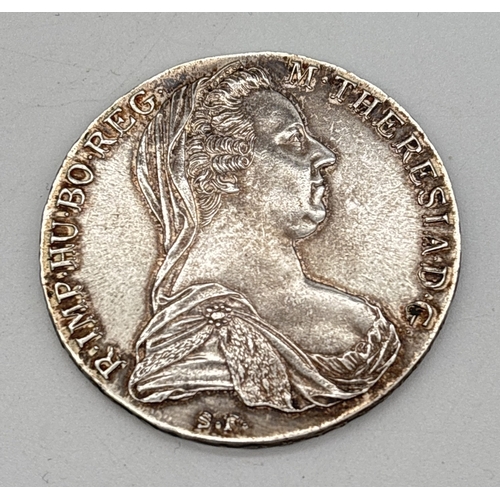 9 - Maria Theresia D.G. 1780 silver Thaler S.F. coin. Sovereign head of Maria Theresia to obverse with d... 