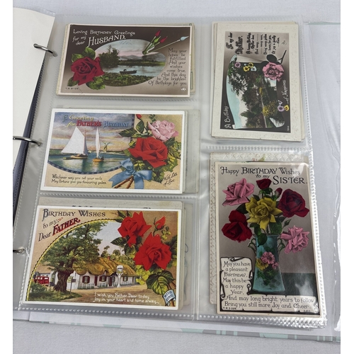 68 - A modern album containing 270+ assorted late Victorian & early 20th century greetings cards. To incl... 