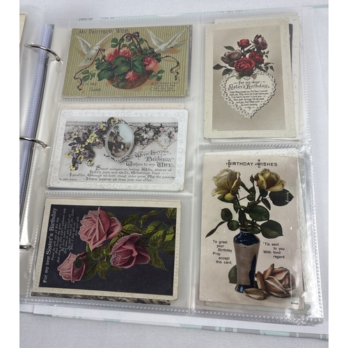 68 - A modern album containing 270+ assorted late Victorian & early 20th century greetings cards. To incl... 