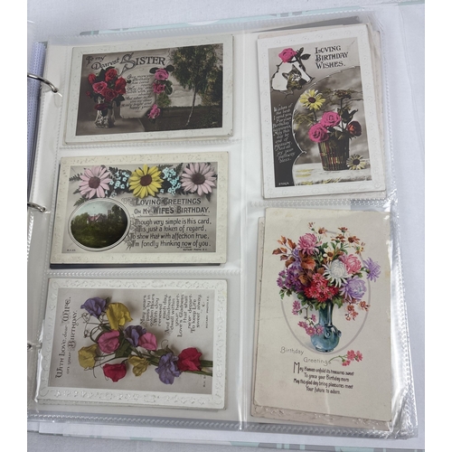 68 - A modern album containing 270+ assorted late Victorian & early 20th century greetings cards. To incl... 