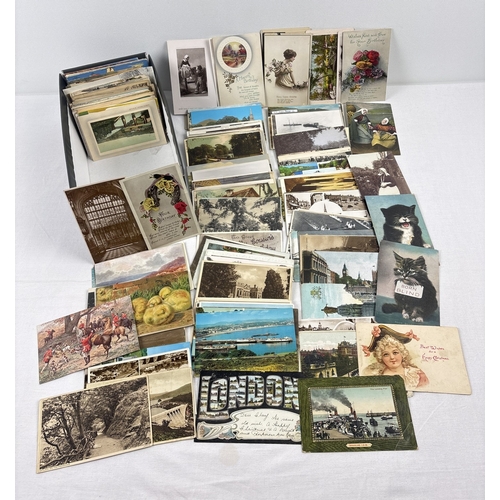 70 - A box of approx. 440 assorted late Victorian & vintage postcards & greetings cards to include RP's.