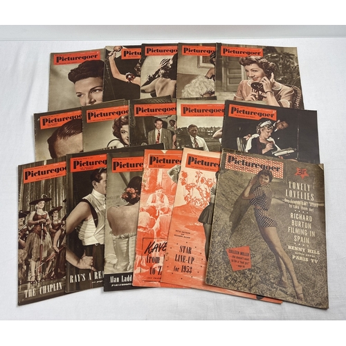 18 vintage 1950's issues of Picturegoer magazine to include front covers featuring Jane Russell, Ava Gardner, Marilyn Monroe, Doris Day, James Mason, Charlie Chaplin and Claire Bloom. 16 issues are from 1952 together with issues from 1955 & 56. All in very good condition for age.