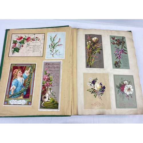 165 - 2 Victorian Scrap albums with gilt detail to covers containing assorted scraps and greetings cards. ... 