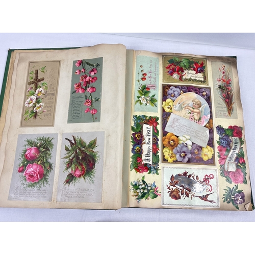 165 - 2 Victorian Scrap albums with gilt detail to covers containing assorted scraps and greetings cards. ... 