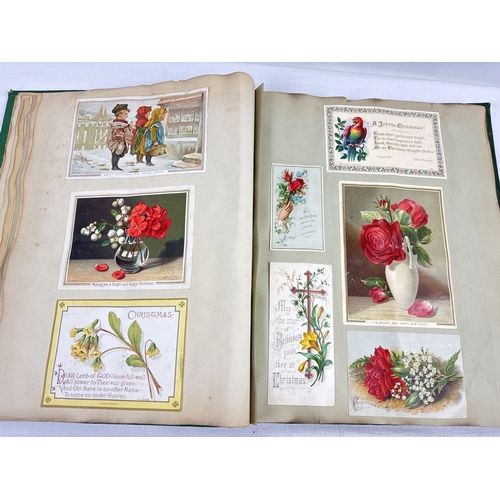 165 - 2 Victorian Scrap albums with gilt detail to covers containing assorted scraps and greetings cards. ... 