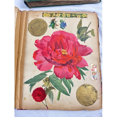 165 - 2 Victorian Scrap albums with gilt detail to covers containing assorted scraps and greetings cards. ... 