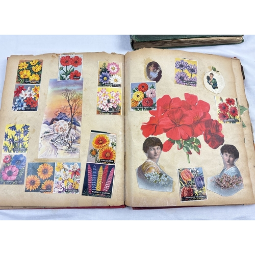 165 - 2 Victorian Scrap albums with gilt detail to covers containing assorted scraps and greetings cards. ... 