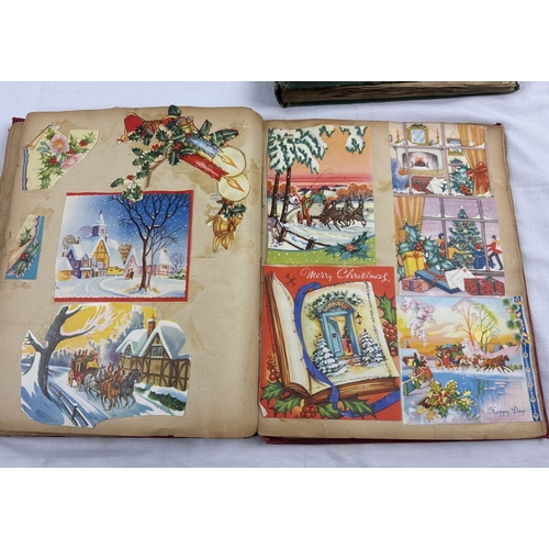 165 - 2 Victorian Scrap albums with gilt detail to covers containing assorted scraps and greetings cards. ... 