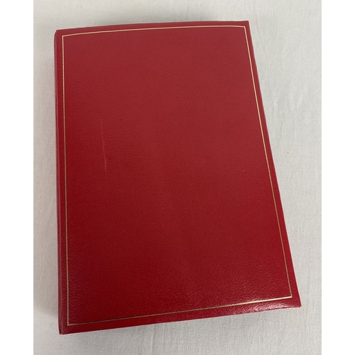 100 - A red postcard album containing 192 vintage coloured and black & white postcards from British isles ... 