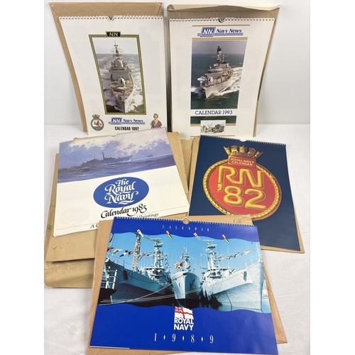 118 - 19 vintage Royal Naval and Navy News Calendars together with a Canadian Navy 75th Anniversary Calend... 