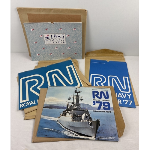 118 - 19 vintage Royal Naval and Navy News Calendars together with a Canadian Navy 75th Anniversary Calend... 