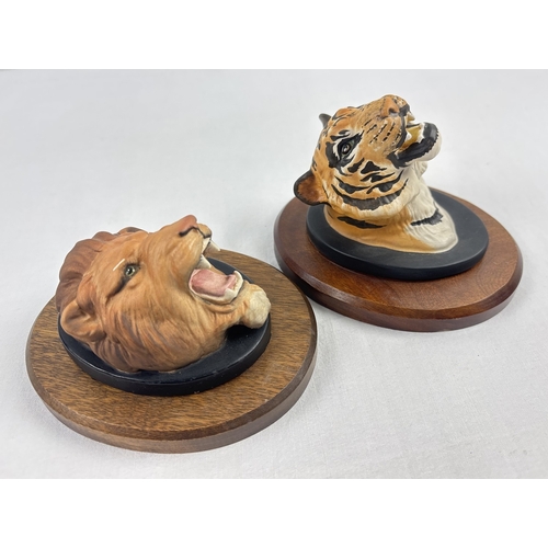 1266 - 2 Beswick ceramic wild animal wall plaques with matt finish, #2933 Lion's head & #2934 Tiger's head.... 