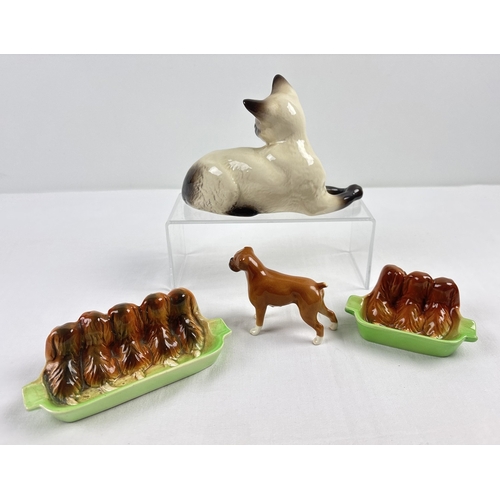 1267 - 4 pieces of Beswick collectable ceramics, 2 mid century ashtrays with puppy dog detail together with... 