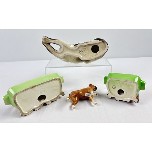 1267 - 4 pieces of Beswick collectable ceramics, 2 mid century ashtrays with puppy dog detail together with... 