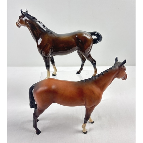 1272 - 2 Beswick ceramic horse figurines designed by Arthur Gredington. Bois Roussel Racehorse #701 in brow... 