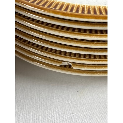 1294 - A box of vintage Poole Pottery 'Chestnut' design tea and dinner ware. Issued in 1965. Lot comprises:... 