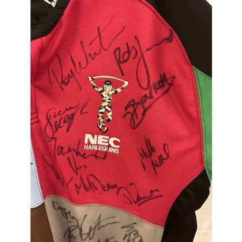 1358 - A signed Kooga NEC Harlequins Rugby Home Shirt, 2003/4 season. Size L, unworn with original tag. Wit... 