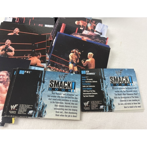 18 - Approx 245 WWF Smackdown! Collectors Cards by Comic Images, 1999. Opened in booster box.