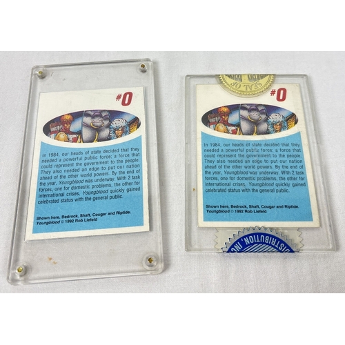 20 - 2 copies of Youngblood #0 trading card. One in gold border still sealed, and the other in blue borde... 