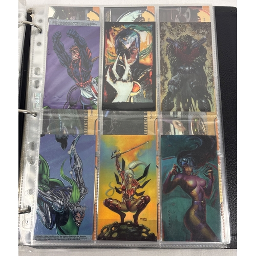21 - Folder of approx 220 trading cards comprising promo, subset and chase cards from various trading car... 
