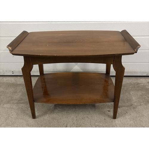 1439 - A vintage mid century Remploy coffee table with lift off tray top, shaped legs and storage under top... 