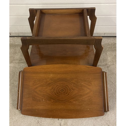 1439 - A vintage mid century Remploy coffee table with lift off tray top, shaped legs and storage under top... 