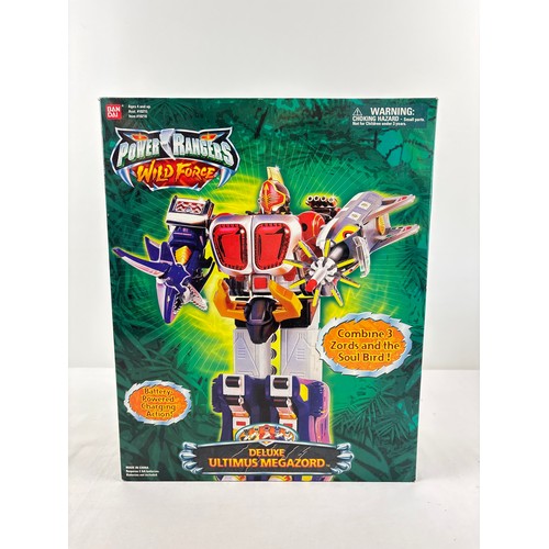 Boxed Power Rangers Wild Force Deluxe Ultimus Megazord, from Bandai 2002. Boxed & sealed/unopened. Combines 3 animal zords and the Soul Bird. Battery powered charging action.