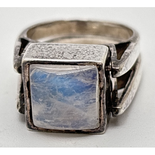 A white metal. contemporary design double band swivel top ring set with ...