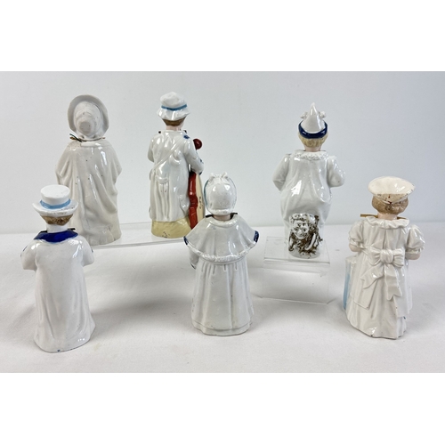6 assorted antique bisque nodder figurines in varying designs and ...