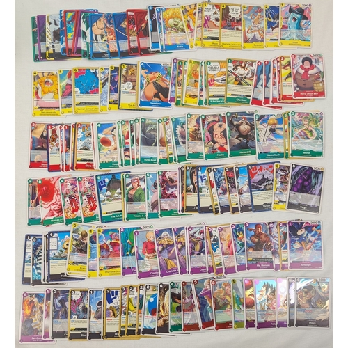 147 - 250 One Piece Trading Card Game cards. Including sets OP01-OP12 and EB01. Includes 11 holographic fo... 