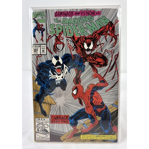 Carnage and Venom Vs The Amazing Spider-Man 30th anniversary issue #362 from Marvel Comics. Second print, featuring the 2nd appearance of Carnage (1st was in part 1). In bag with board.