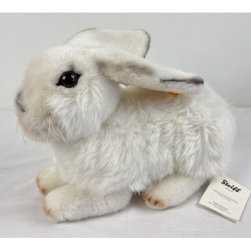 262 - Steiff #077968 Niklas Arctic Hare Plush toy with white original label, booklet and button attached. ... 