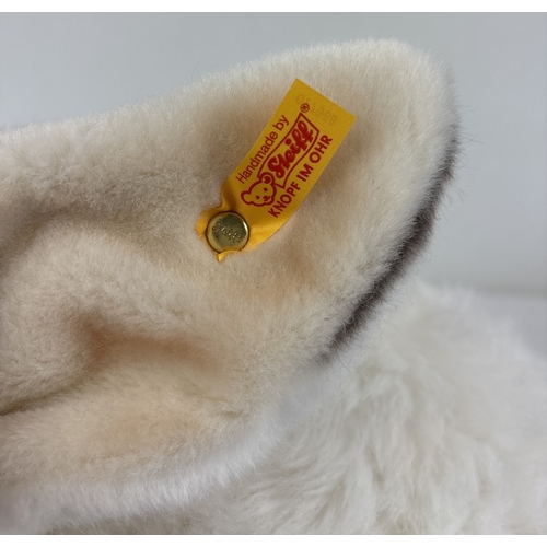 262 - Steiff #077968 Niklas Arctic Hare Plush toy with white original label, booklet and button attached. ... 