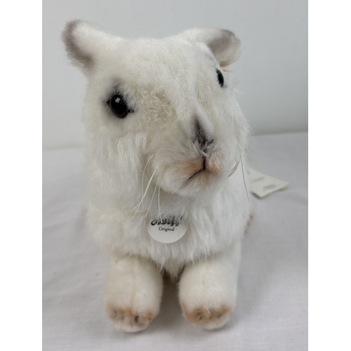 262 - Steiff #077968 Niklas Arctic Hare Plush toy with white original label, booklet and button attached. ... 