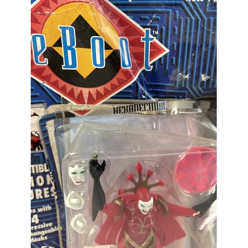 423 - 2 Reboot animated TV series collectable action figures & accessories from Irwin Toys, 1995. Dot (car... 