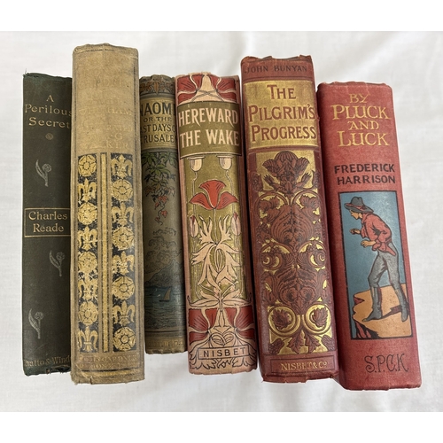 1254 - 20 Art Nouveau, Edwardian and vintage cloth bound books with illustrated & decorative front covers a... 