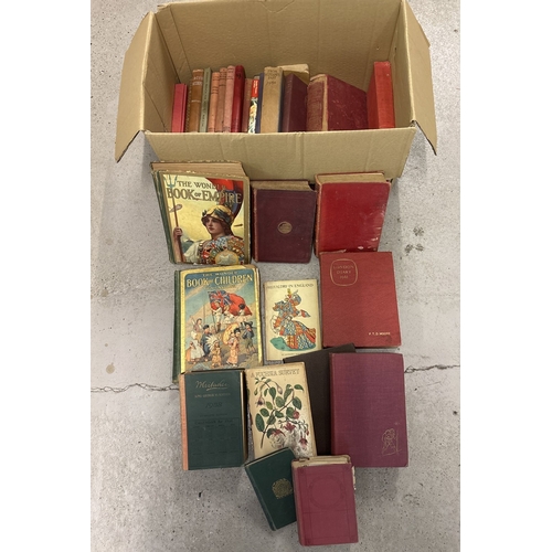 1255 - A box of 38 antique and vintage cloth bound fiction and non-fiction books and bibles, some with illu... 