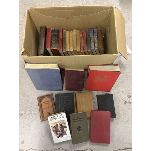 1256 - A box of 23 antique and vintage cloth bound books and bibles, in various conditions. Some with illus... 