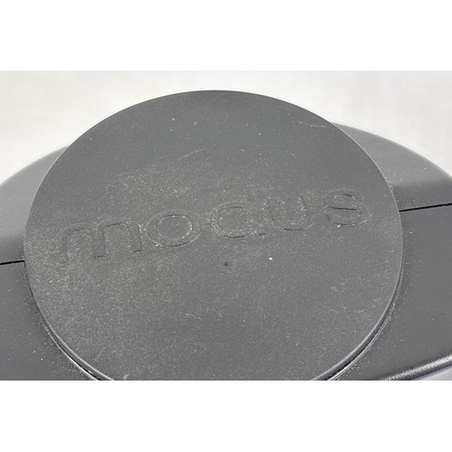 1265 - A pair of Wharfedale Modus surround sound bookshelf cube speakers, in black. Each approx. 16cm tall.