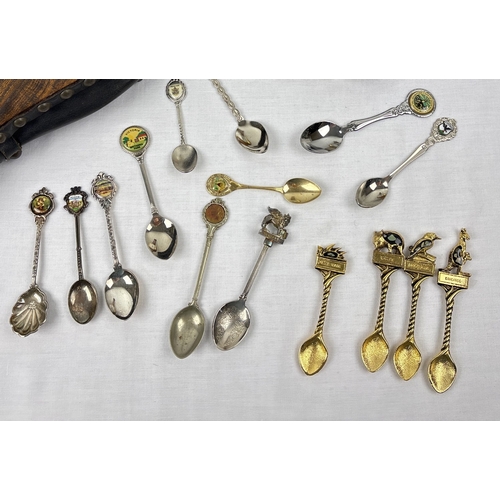 1288 - A pair of early 20th century wooden handled bellows with brass , leather and studded detail, togethe... 