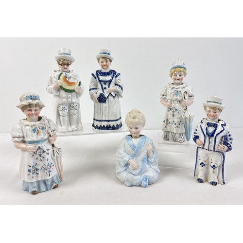 1327 - 6 assorted antique bisque nodder figurines in varying designs and colours to include Oriental seated... 