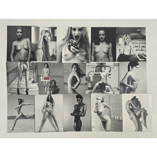 102 - A large collection of assorted adult erotic & glamour photographic prints and pages removed from boo... 