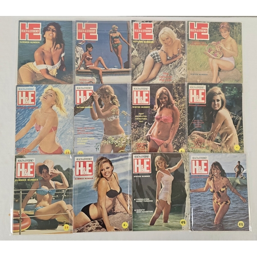 12 vintage 1960's issues of Health & Efficiency, naturist magazine. Comprising quarterly season issues - Spring, Summer, Autumn & Winter for 1967, 68 & 69. All individually bagged.