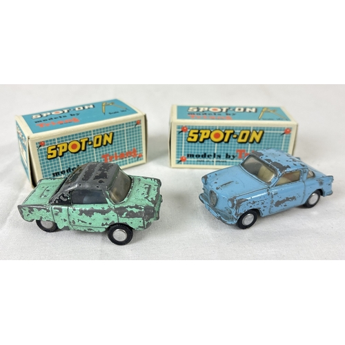 2 vintage Spot-On diecast cars by Triang with reproduction boxes. A ...