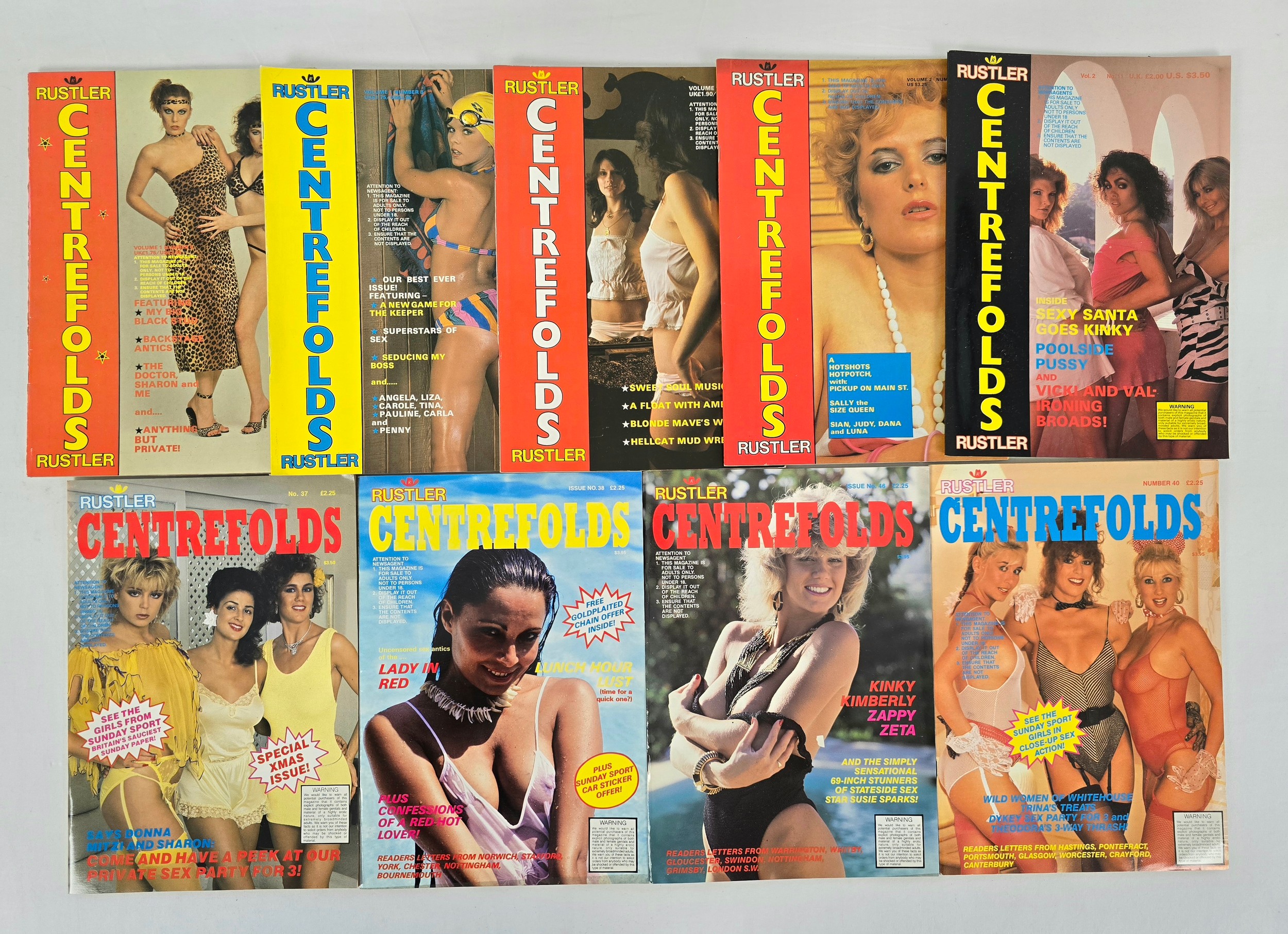 9 vintage issues of Rustler Centrefolds, adult erotic magazine dating ...