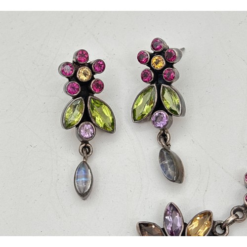 A vintage 1990's Nicky Butler silver and multi gemstone set 7.5 ...